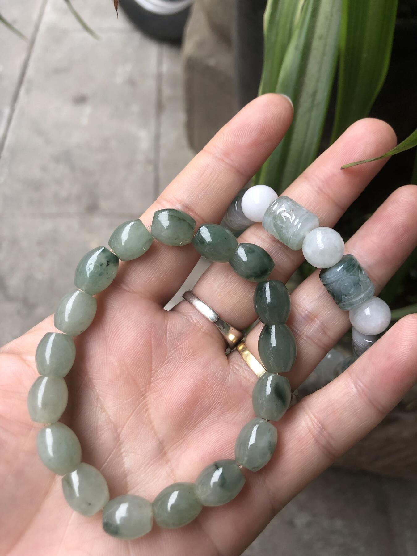 老坑油青橄榄珠手链…油性十足