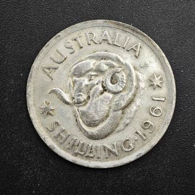 【淘币小摊】限时拍第八百四十拍  散币银币场  满百包邮可预留两周  周一统一发货  - 澳大利亚1961年伊丽莎白二世一先令银币参考银价49