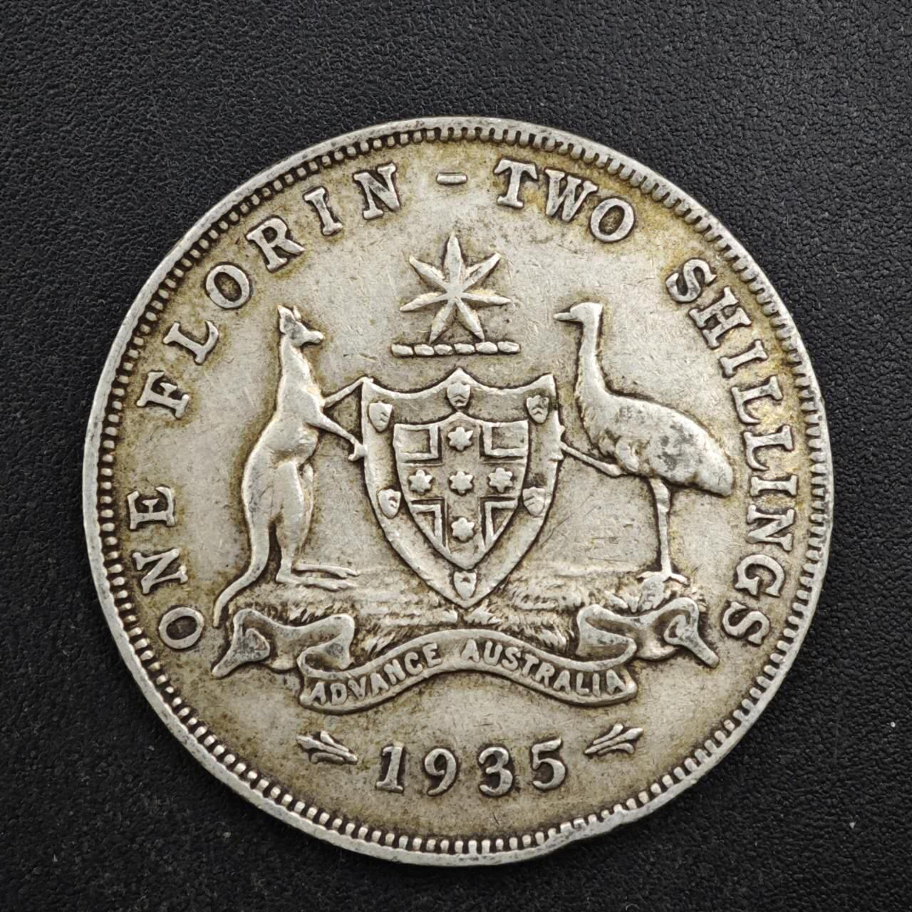 【淘币小摊】限时拍第八百四十拍  散币银币场  满百包邮可预留两周  周一统一发货  澳大利亚1935年乔治五世弗洛林银币参考银价180