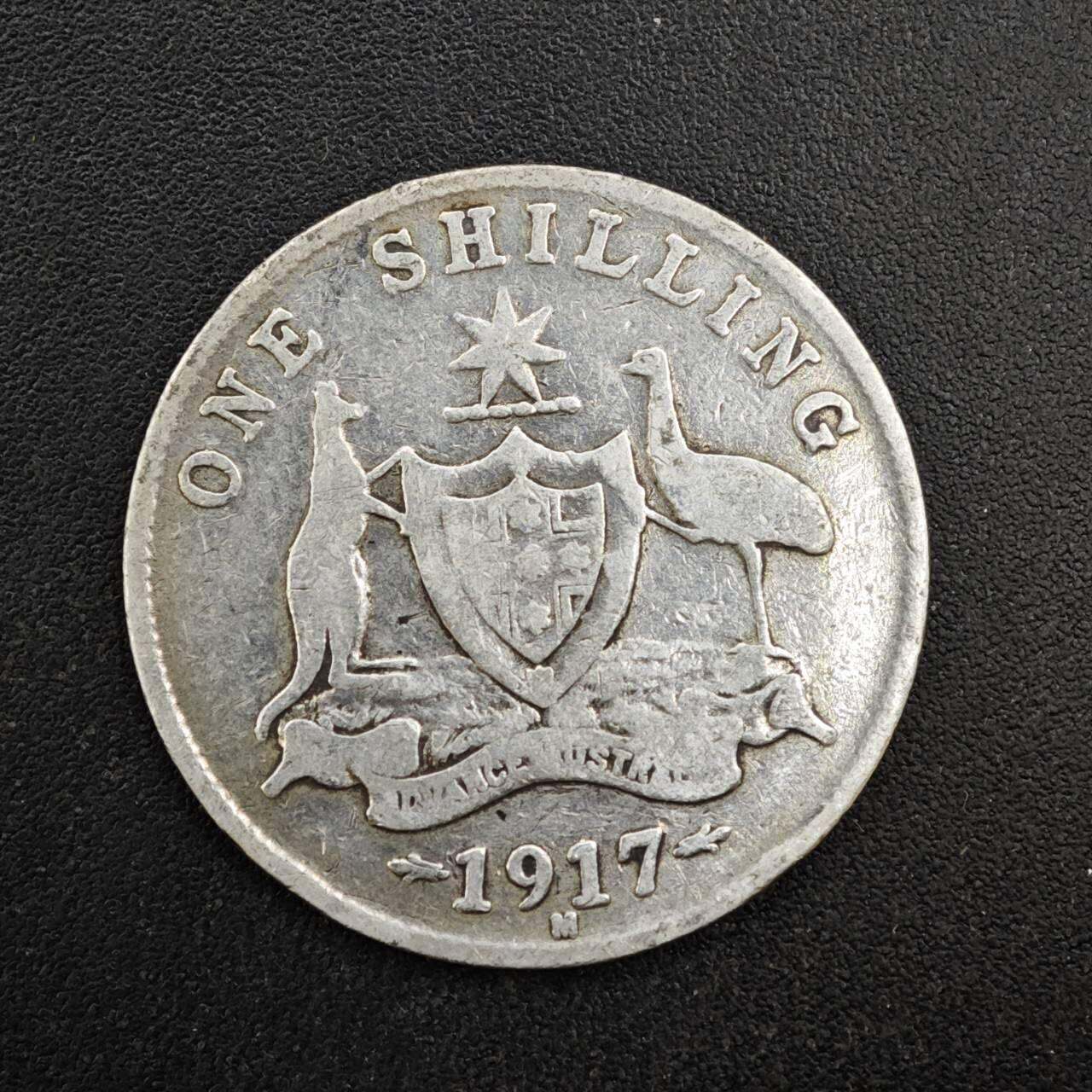 【淘币小摊】限时拍第八百四十拍  散币银币场  满百包邮可预留两周  周一统一发货  澳大利亚1917年乔治五世一先令银币参考银价90