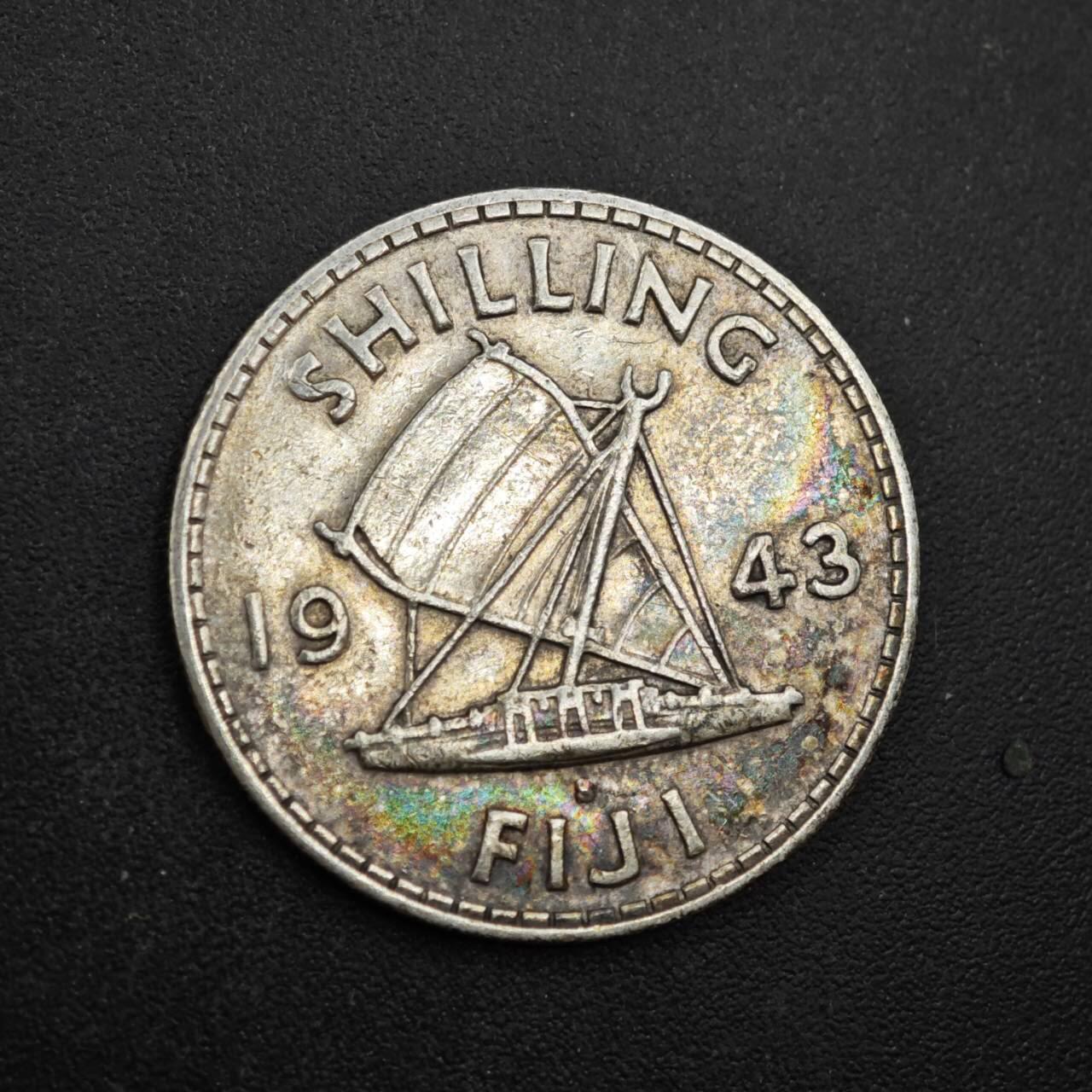 【淘币小摊】限时拍第八百四十拍  散币银币场  满百包邮可预留两周  周一统一发货  斐济1943年乔治六世一先令银币参考银价48