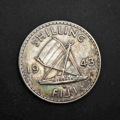 【淘币小摊】限时拍第八百四十拍  散币银币场  满百包邮可预留两周  周一统一发货  - 斐济1943年乔治六世一先令银币参考银价48