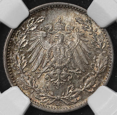 修遠堂世界钱币第一百期 - NGC MS64 1918年德国1/2马克银币 J厂铭