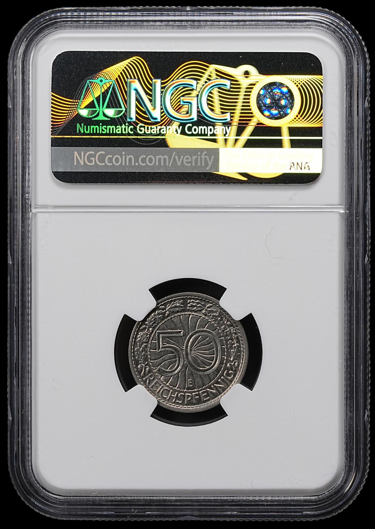 修遠堂世界钱币第一百期 NGC MS63 1927年德国50芬尼 E厂铭，较少见的厂铭
