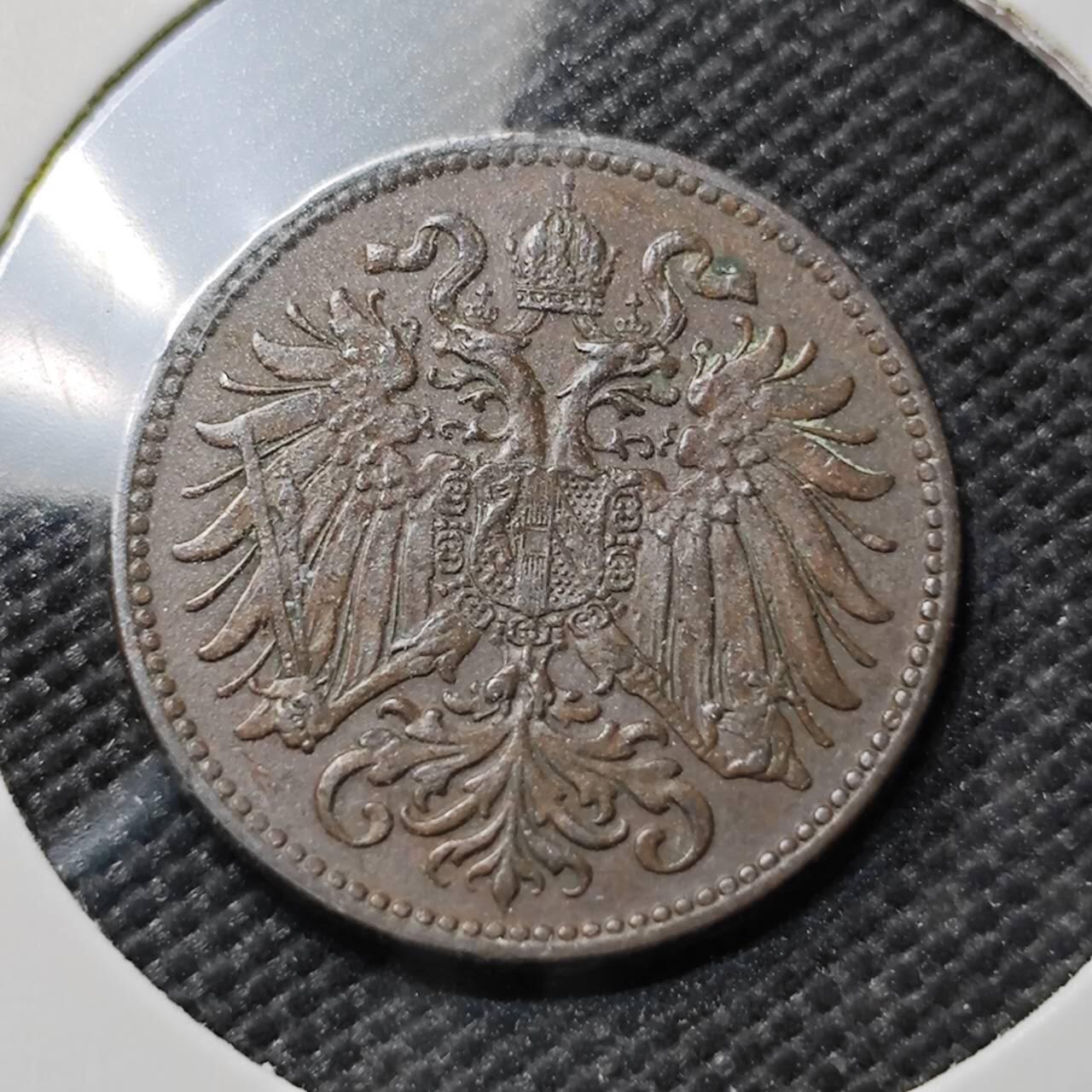 KK钱币收藏小铺  第385期  2月预留时间 周末发货  1897奥地利2赫勒铜币