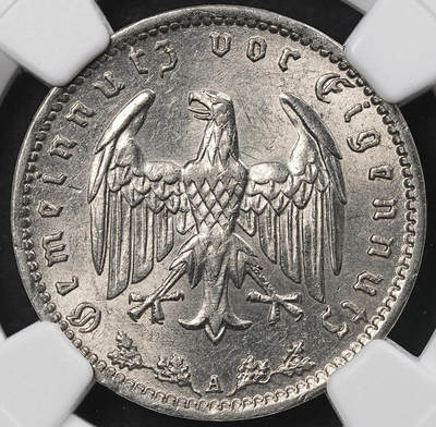 修遠堂世界钱币第一百期 - NGC MS63 1935年德三1马克 A厂铭