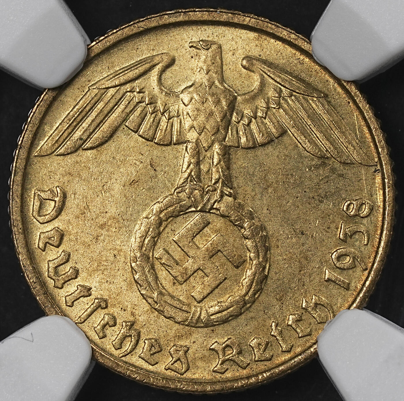 修遠堂世界钱币第一百期 NGC MS64 1938年德三5芬尼 D厂铭