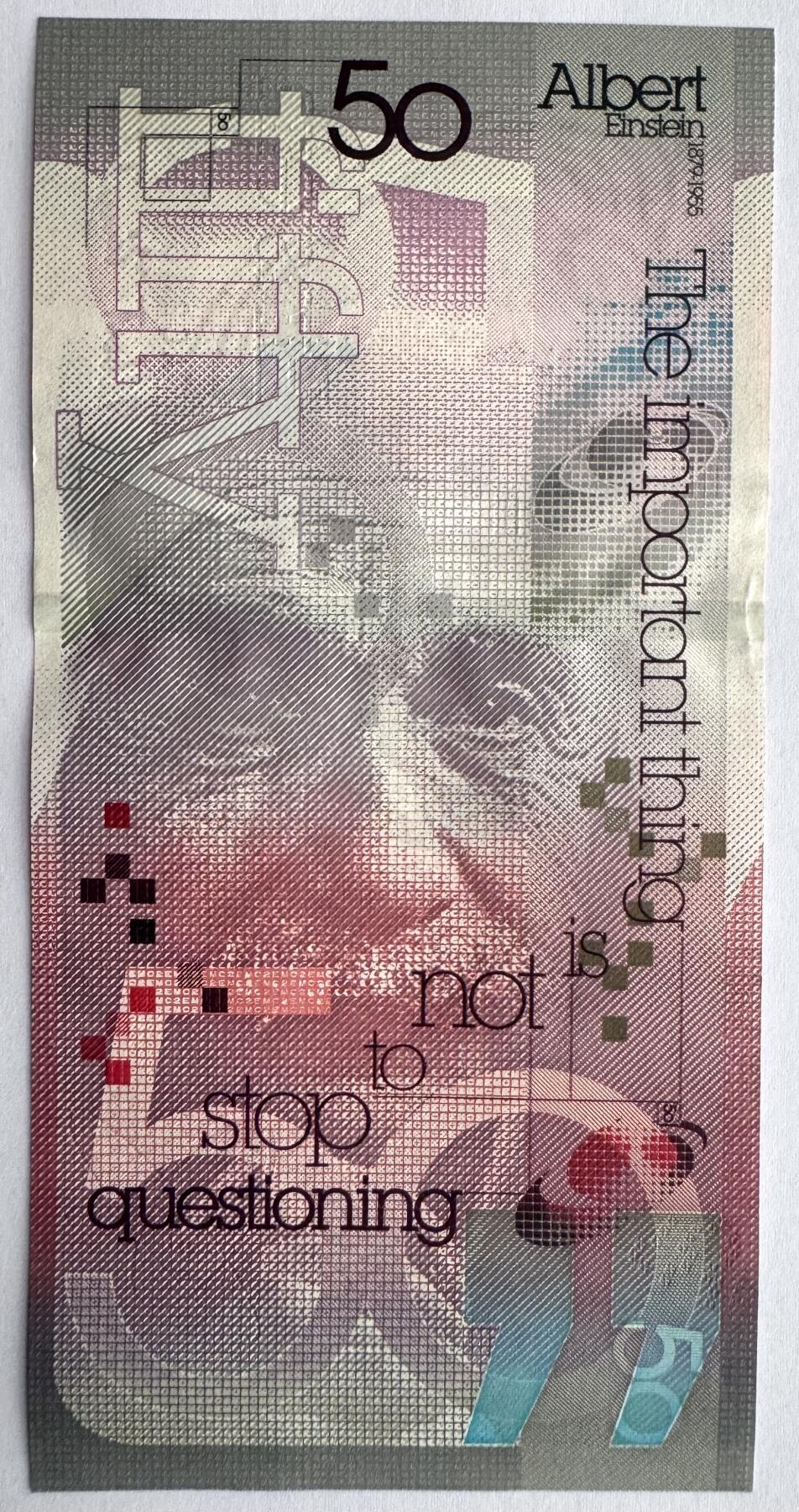 2026第1场（总第228期）：精品测试钞、外钞、塑料钞、连体钞综合场 德纳罗DLR“爱因斯坦”50面额DepthThread®景深安全线测试钞UNC（全程无47）