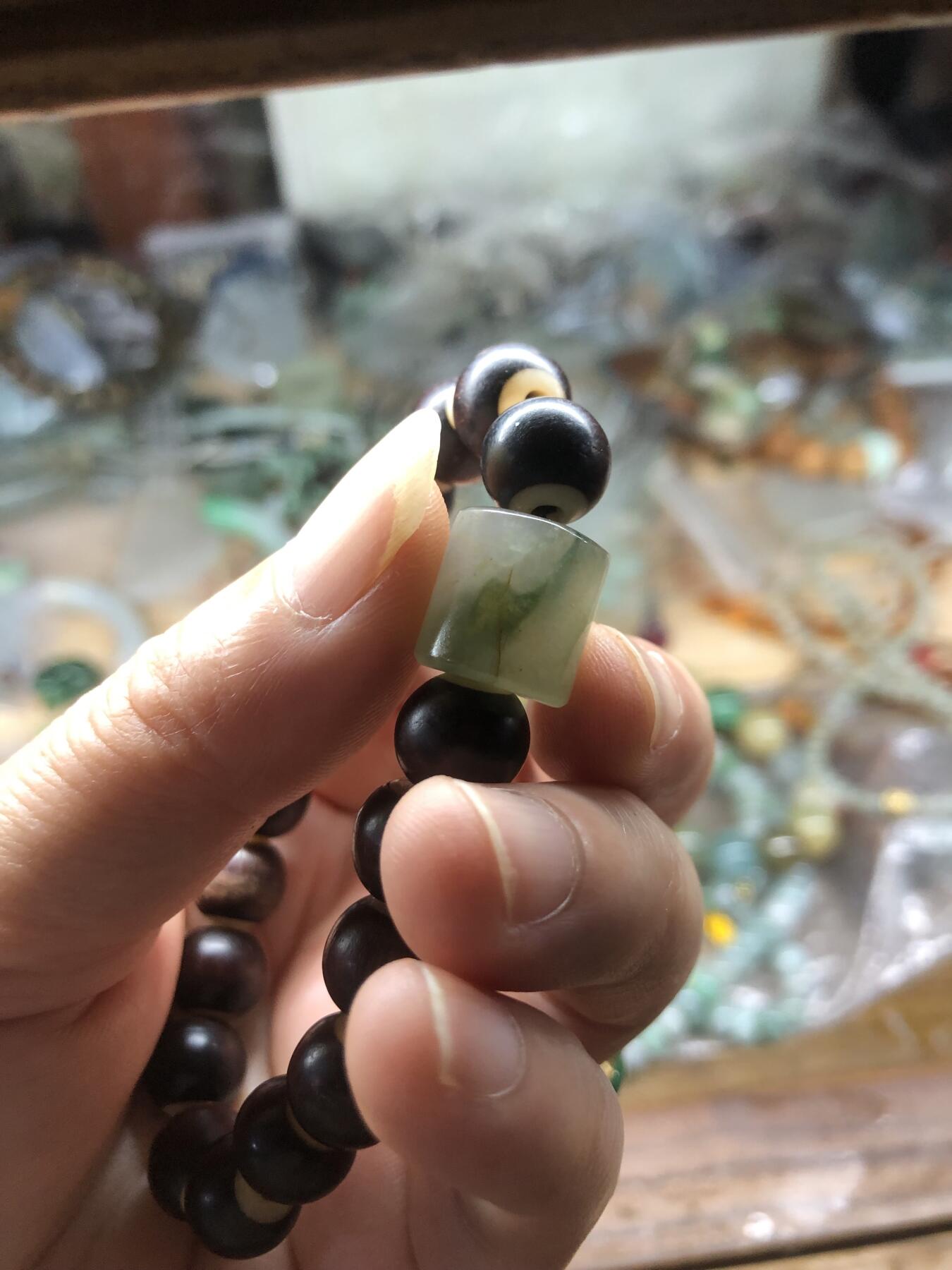 翡翠路路通老坑珠子…和木头珠子绝配