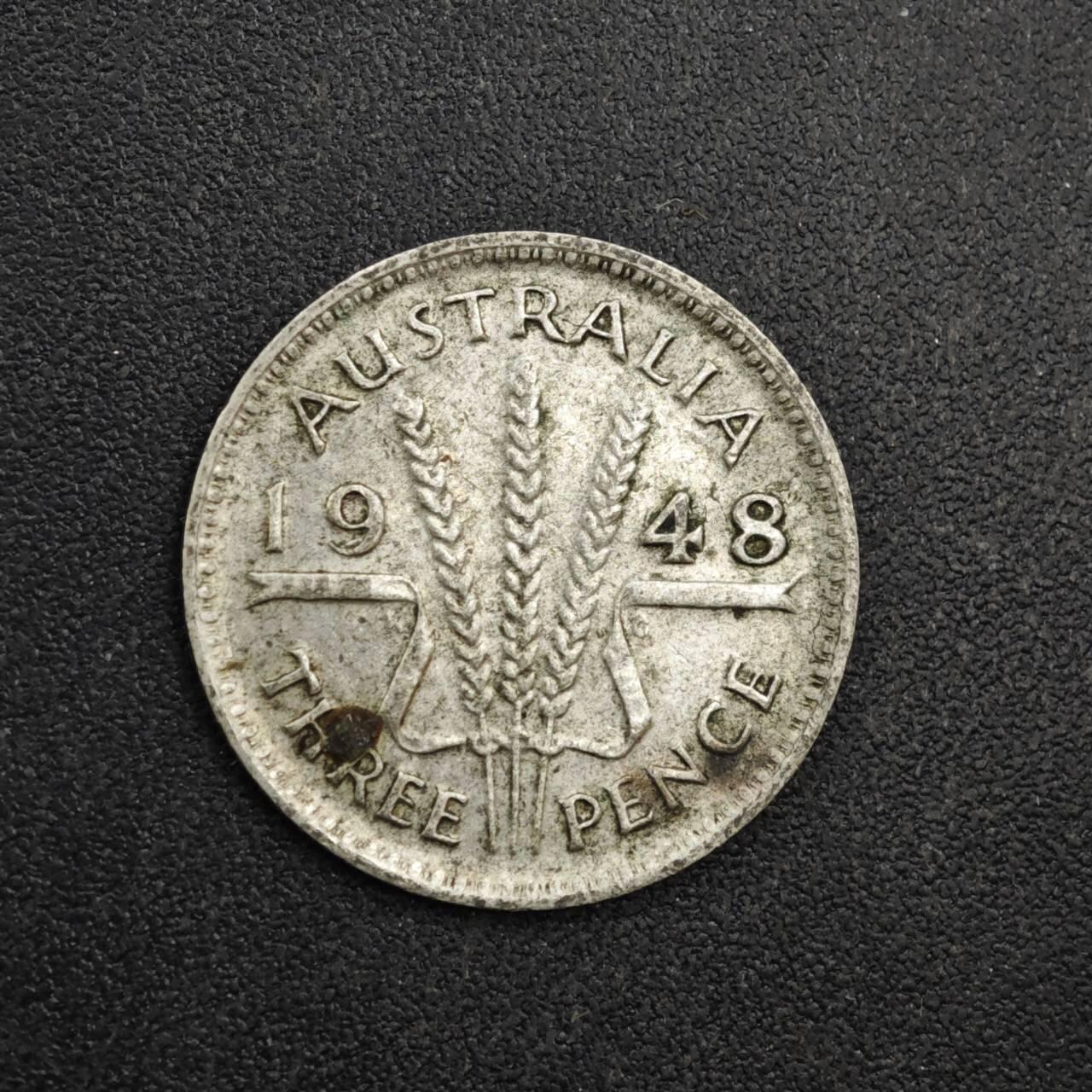 【淘币小摊】限时拍第八百四十拍  散币银币场  满百包邮可预留两周  周一统一发货  澳大利亚1948年乔治六世3便士银币参考银价12