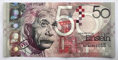 2026第1场（总第228期）：精品测试钞、外钞、塑料钞、连体钞综合场 - 德纳罗DLR“爱因斯坦”50面额DepthThread®景深安全线测试钞UNC（全程无47）