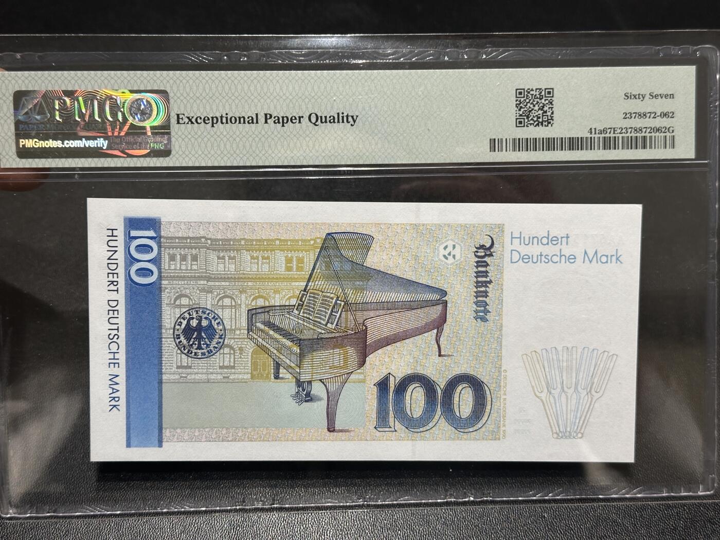 🎉🎉🎉《外钞收藏家》第六百期（年度庆典场）（本平台长期征集拍品、欢迎藏友们联系合作）❤️❤️❤️ 1989年德国100马克 克拉拉 PMG67 AAA冠