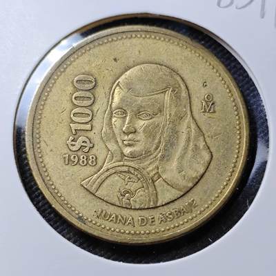 KK钱币收藏小铺  第385期  2月预留时间 周末发货 -  墨西哥1000比索大铜币