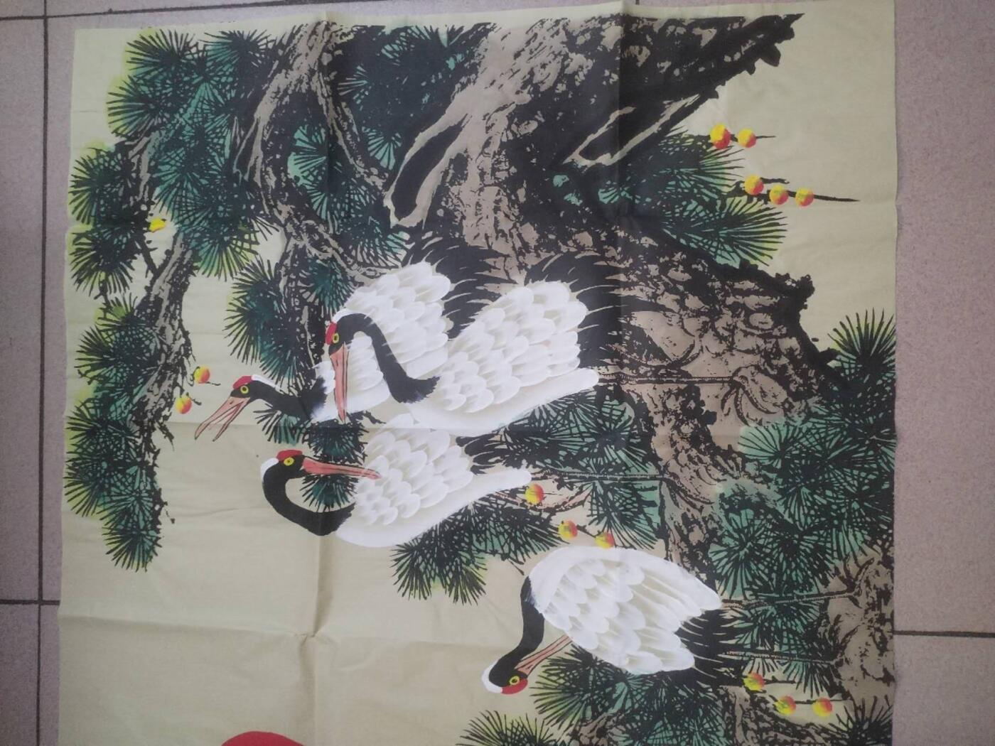 字画专场 李小英老师手绘 松鹤延年。140*70cm。