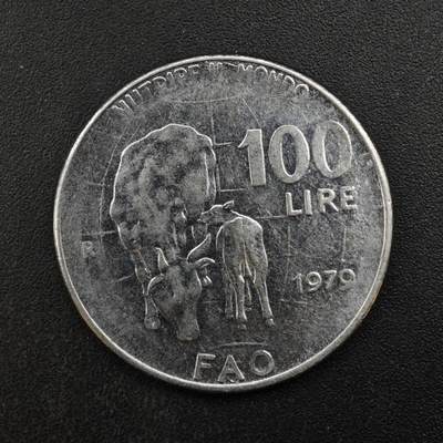 【淘币小摊】限时拍第八百四十拍  散币银币场  满百包邮可预留两周  周一统一发货  - 意大利1979年100里拉fao纪念币