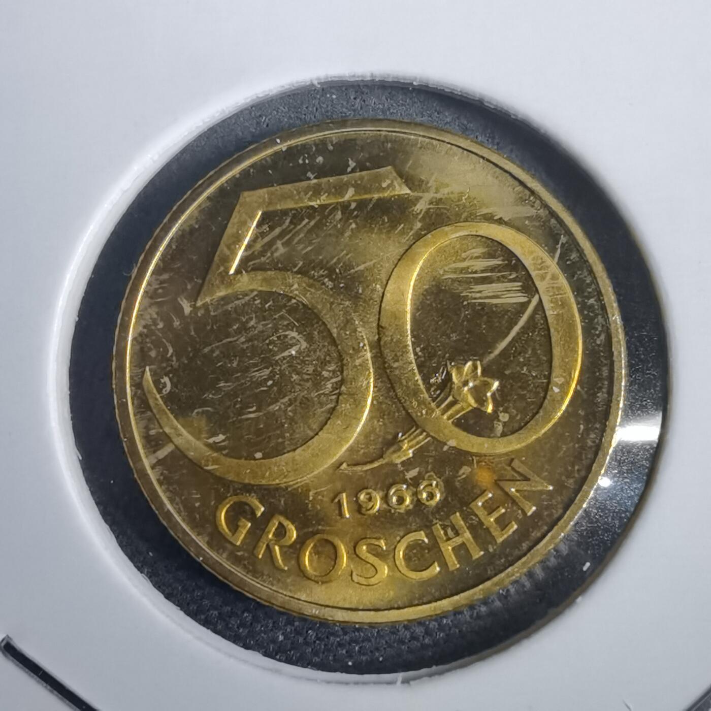 沼泽如烟--第953场 奥地利1966年50格罗申精制币