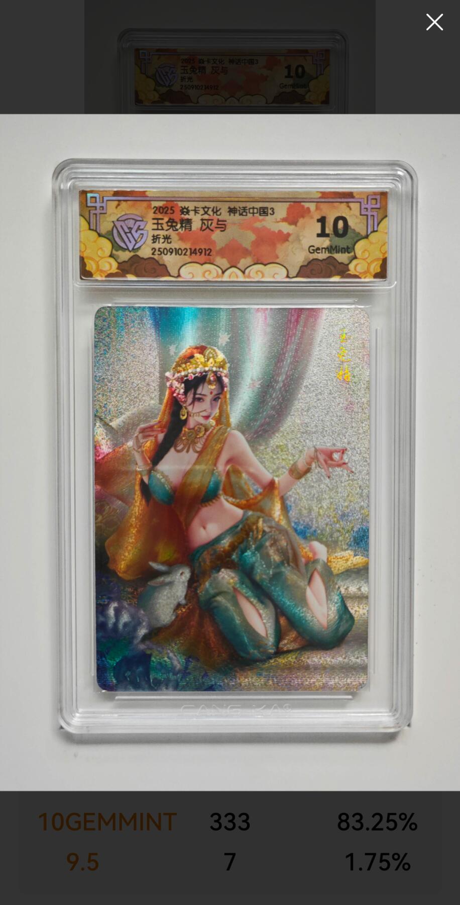 阳大大卡牌拍卖第91期（持续收拍品，周二晚上九点截拍，进群福利早知道） 【折光】焱卡文化 神话中国3 灰与 玉兔精 912