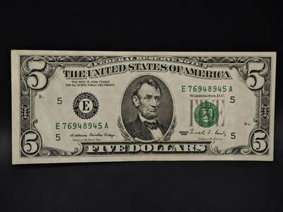 【淘币小摊】限时拍第八百四十二拍  纸币场  满百包邮可预留两周  周一统一发货  - 美国1988年5元纸币【有折】