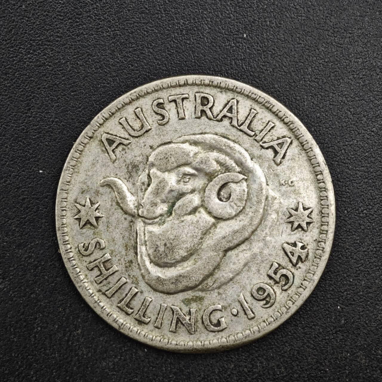 【淘币小摊】限时拍第八百四十拍  散币银币场  满百包邮可预留两周  周一统一发货  澳大利亚1954年伊丽莎白二世一先令银币参考银价49