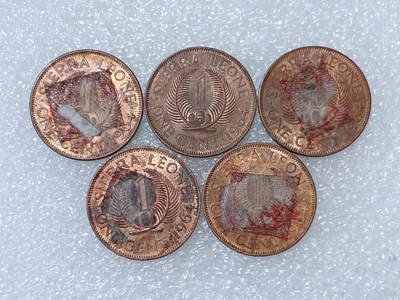 第一海外回流一元起拍收藏 散集专场  第286期 - 塞拉利昂1964年1分硬币 5枚