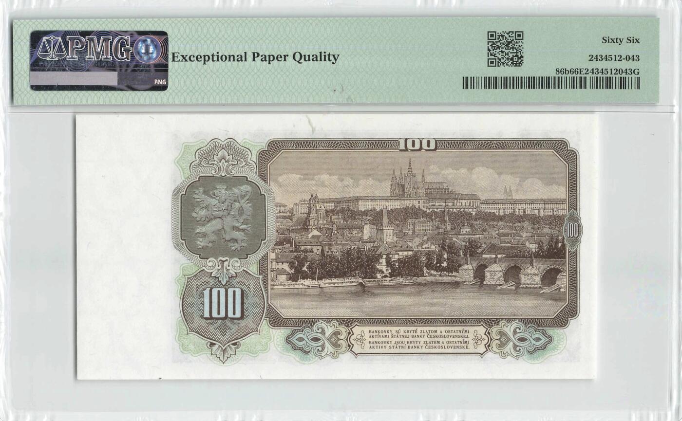 小福收藏拍卖第200期 【庆典场 中拍就有好礼相赠】评级币精选场 本期有捷克斯洛伐克20年100克朗慕夏作品大珍 69分倒置百位号布隆迪世界最大纸币  35年版加拿大经典 苏格兰格拉斯哥大学500年纪念钞倒置小号 卡塔尔80年100里亚尔冠军分 美国教育券 意大利拉斐尔 乌克兰 库克群岛 墨西哥 南斯拉夫 亚美尼亚等多国精美高分珍稀老钞精品纸币 捷克斯洛伐克 1953年 100克朗 PMG66 EPQ 季军分