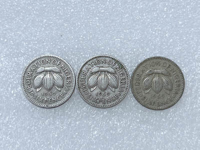 第一海外回流一元起拍收藏 散集专场  第286期 - 英属尼日利亚1959年6便士硬币 3枚