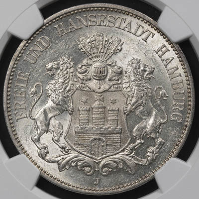 修遠堂世界钱币第一百期 - NGC MS63 1913年汉堡5马克大银币