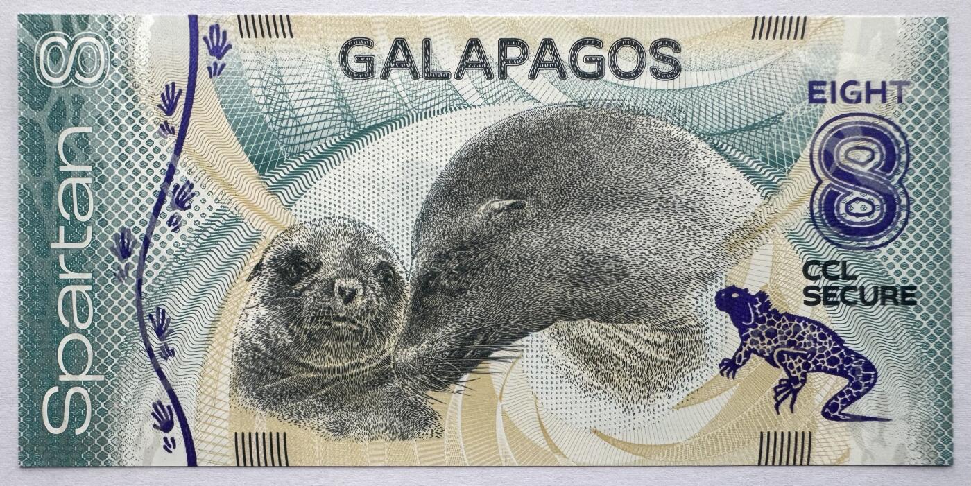 2026第1场（总第228期）：精品测试钞、外钞、塑料钞、连体钞综合场 加拿大CCL “加拉帕戈斯群岛”8面值Spartan斯巴达塑料材质测试钞UNC