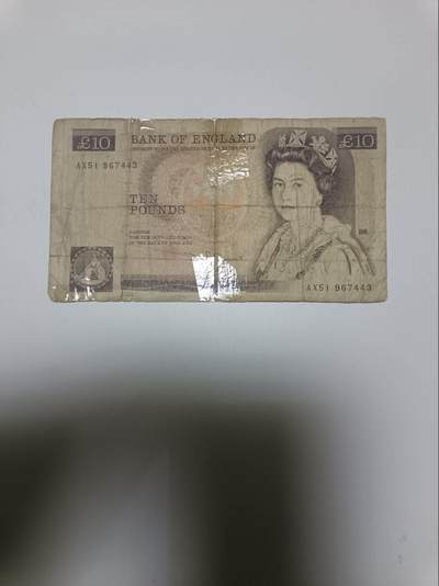 【20260106】非全新纸币和硬币第321场 - 英国D序列10镑，有裂缝