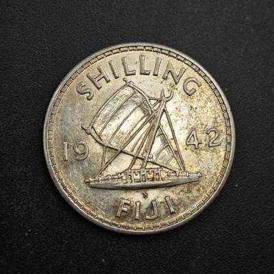 【淘币小摊】限时拍第八百四十拍  散币银币场  满百包邮可预留两周  周一统一发货  - 斐济1942年乔治六世一先令银币参考银价48