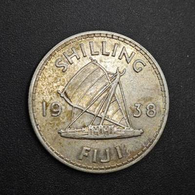 【淘币小摊】限时拍第八百四十拍  散币银币场  满百包邮可预留两周  周一统一发货  - 斐济1938年乔治六世一先令银币参考银价48