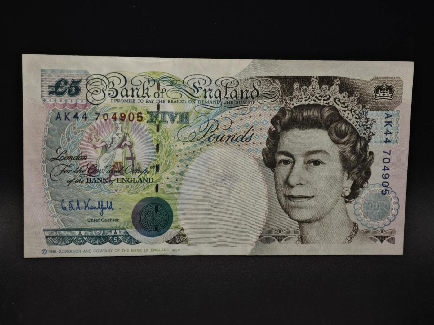 【淘币小摊】限时拍第八百四十二拍  纸币场  满百包邮可预留两周  周一统一发货  英国英格兰银行5镑纸币【有折】