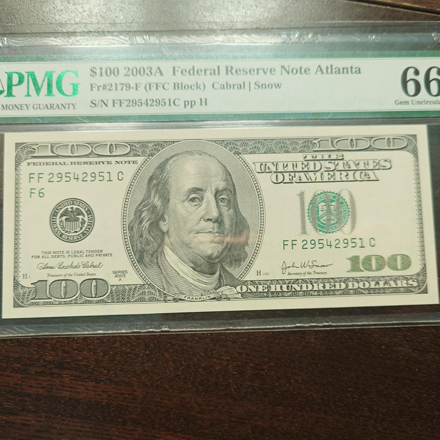 【新年六拍】世界钱币～微拍第227期暨2026年第6期  美/港等硬通评级币剩余尾货 2003A美国100元大头 PMG66E 带4尾号2951