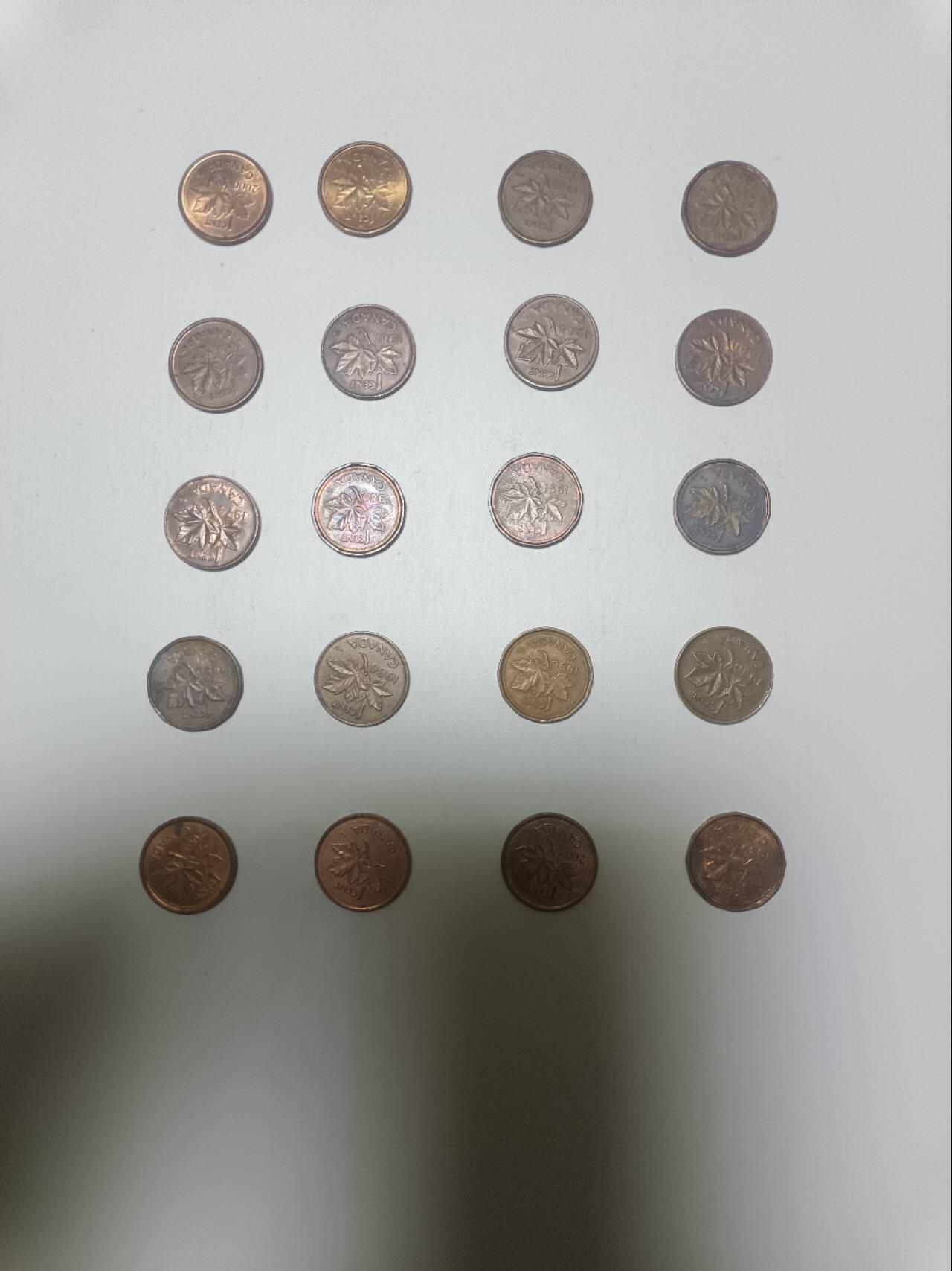 【20260106】非全新纸币和硬币第321场 加拿大1分20枚硬币，有重复