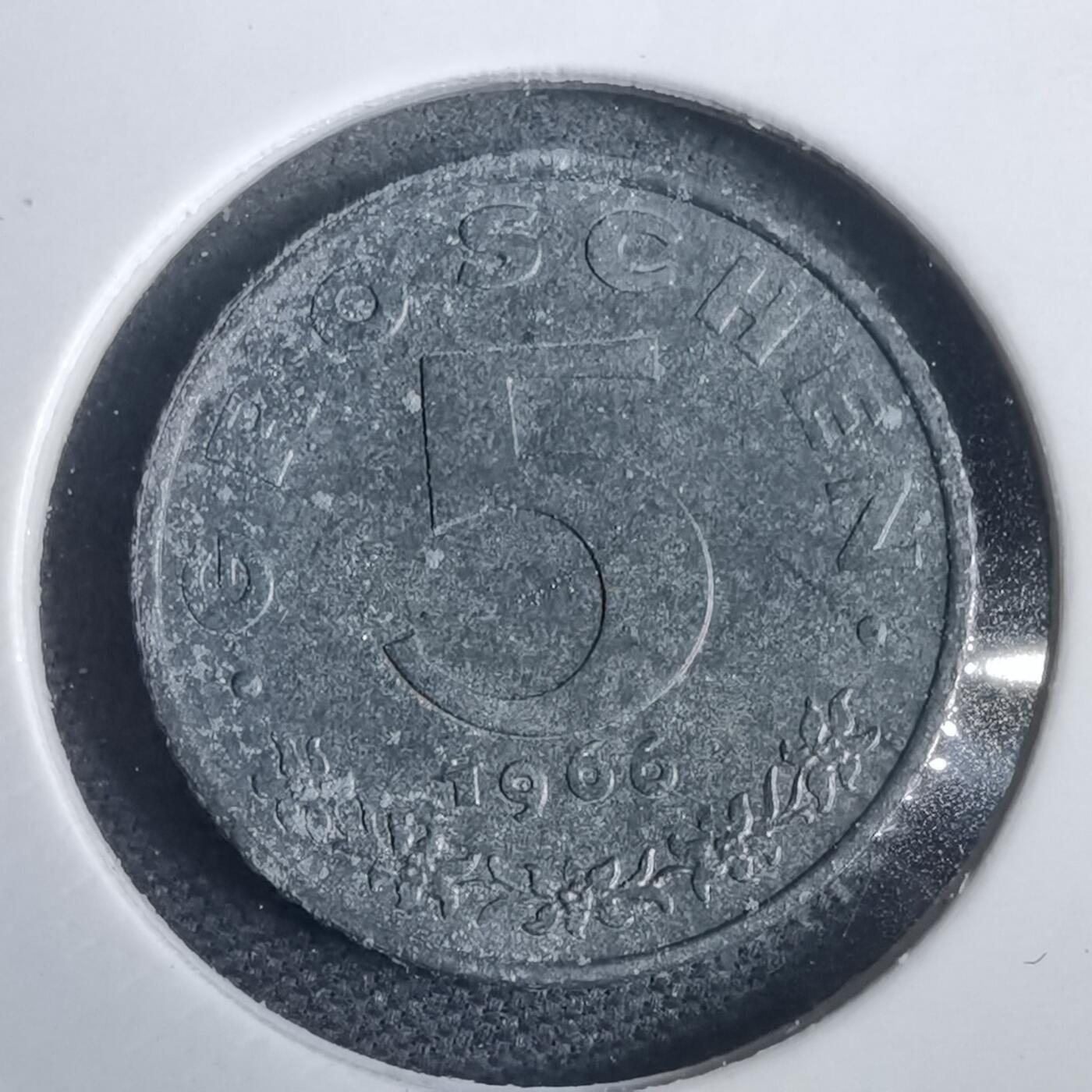 沼泽如烟--第953场 奥地利1966年5格罗申精制币