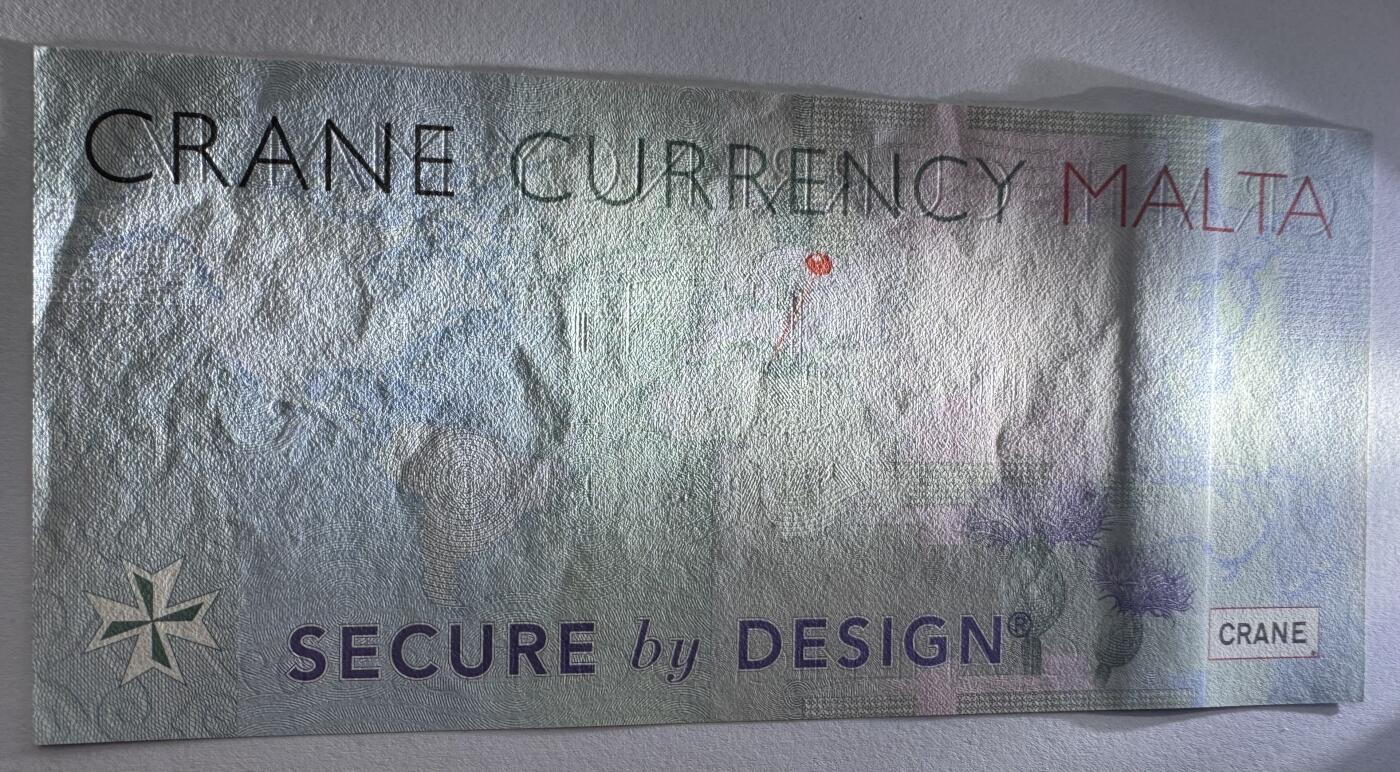 2026第1场（总第228期）：精品测试钞、外钞、塑料钞、连体钞综合场 美国Crane“马耳他哈尔法尔印钞厂”Motion Surfacet™ 微光学安全线～眼睛09系列测试钞UNC（纸胆微褶皱）