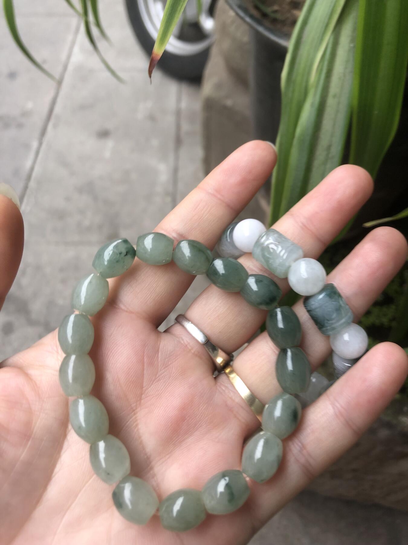 老坑油青橄榄珠手链…油性十足