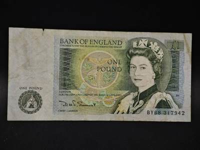 【淘币小摊】限时拍第八百四十二拍  纸币场  满百包邮可预留两周  周一统一发货  - 英国英格兰银行1镑纸币【有折】
