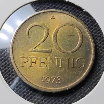 KK钱币收藏小铺  第385期  2月预留时间 周末发货 -  1973东德20芬尼铜币