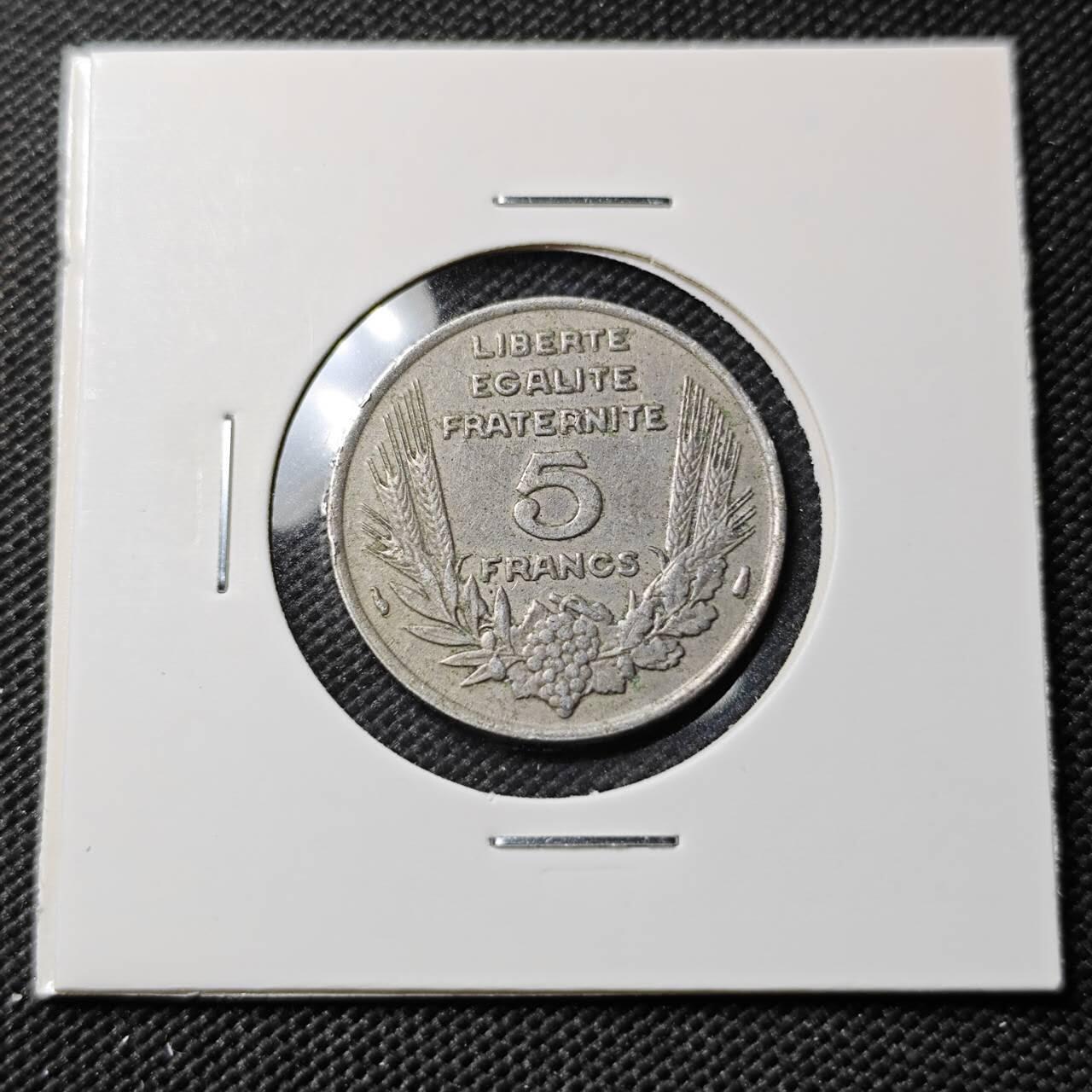 KK钱币收藏小铺  第385期  2月预留时间 周末发货  1933法国小头 5法郎