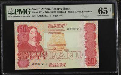 🎉🎉🎉《外钞收藏家》第六百期（年度庆典场）（本平台长期征集拍品、欢迎藏友们联系合作）❤️❤️❤️ - 【无4豹子号】南非1984年50兰特 背面动物大迁徙 正面雄狮威武霸气 此版是南方脱离英属后的第一版纸币 浓郁的英属风格 收藏的必入单品