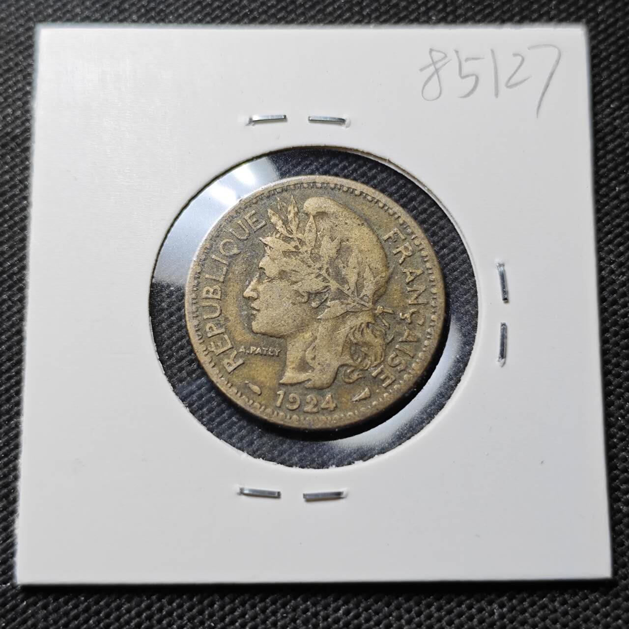 KK钱币收藏小铺  第385期  2月预留时间 周末发货  1924法属多哥1法郎铜币
