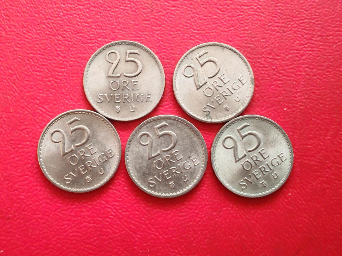 【云涧收藏】第八十五场，无预留最后收官场。 瑞典1966/67/68年25殴尔5枚