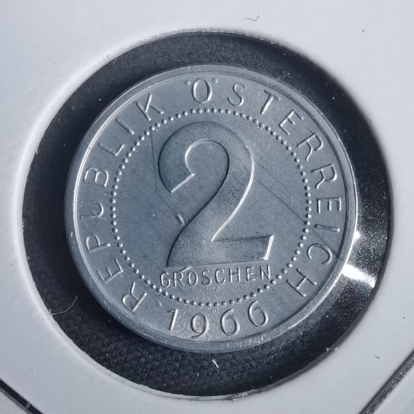 沼泽如烟--第953场 奥地利1966年2格罗申精制币