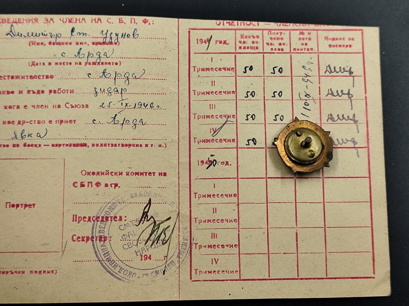 1月6日徽章钱币专场 保加利亚反法西斯战士联盟会员纪念章