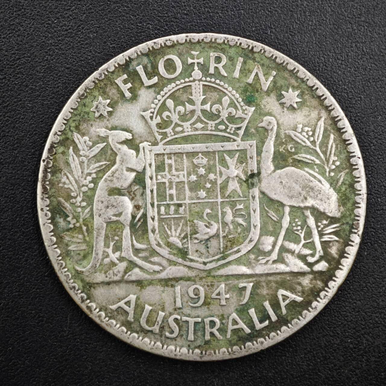 【淘币小摊】限时拍第八百四十拍  散币银币场  满百包邮可预留两周  周一统一发货  澳大利亚1947年乔治六世弗洛林银币参考银价98
