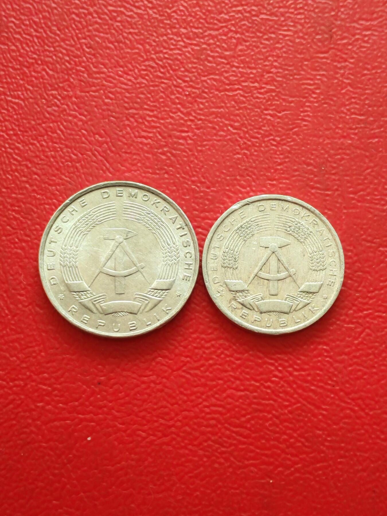 【云涧收藏】第八十五场，无预留最后收官场。 东德1965/68年1、5芬尼2枚