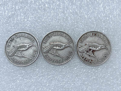 第一海外回流一元起拍收藏 散集专场  第286期 - 新西兰6便士硬币 3枚
