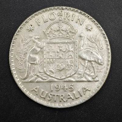 【淘币小摊】限时拍第八百四十拍  散币银币场  满百包邮可预留两周  周一统一发货  - 澳大利亚1945年乔治六世弗洛林银币参考银价180