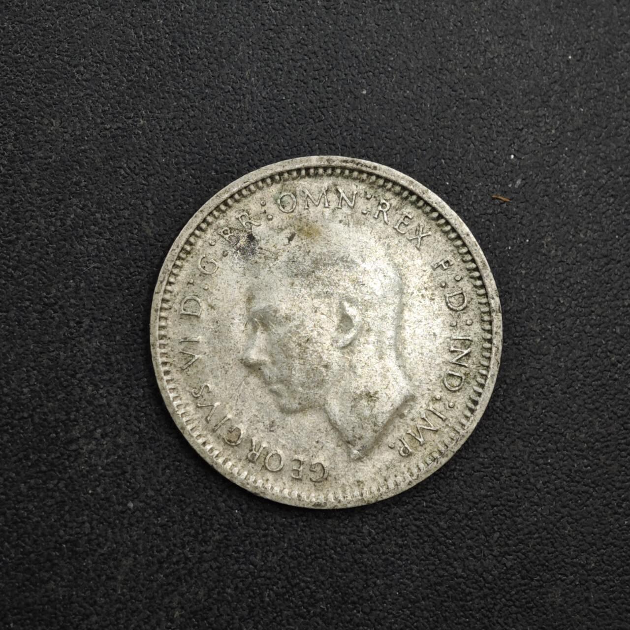 【淘币小摊】限时拍第八百四十拍  散币银币场  满百包邮可预留两周  周一统一发货  澳大利亚1948年乔治六世3便士银币参考银价12